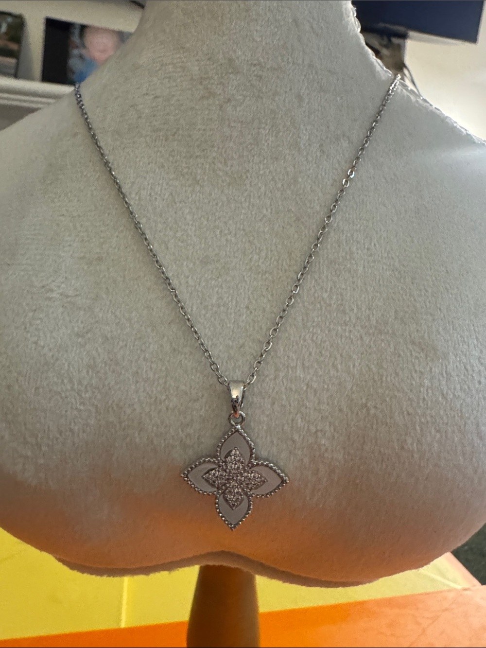 Silver Floral Quatrefoil Pendant Necklace - Elegant Women’s Jewelry